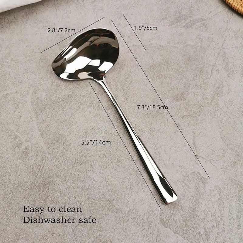 ZDFQly 2 Pieces Stainless Steel Small Ladle, Gravy Ladle, Sauce Drizzle Spoon with Spout, Small Sauce Spoon for Gravies and Dressings, Silver - Image 2